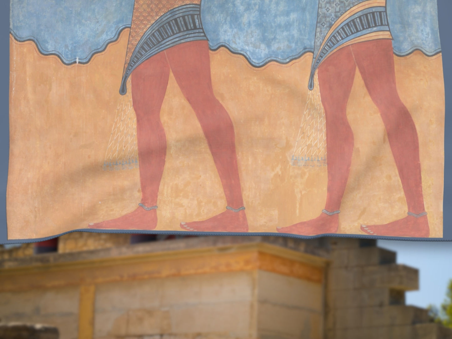 Detailed view of the pattern on this ancient Greece scarf, a stylish souvenir from Greece.