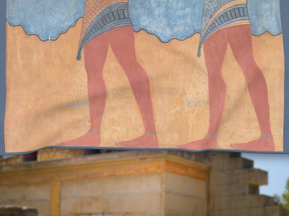 Detailed view of the pattern on this ancient Greece scarf, a stylish souvenir from Greece.