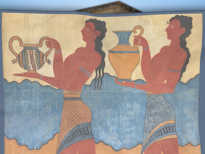 Close-up of the figures, emphasizing the Greek mythology gift aspect of this unique scarf.