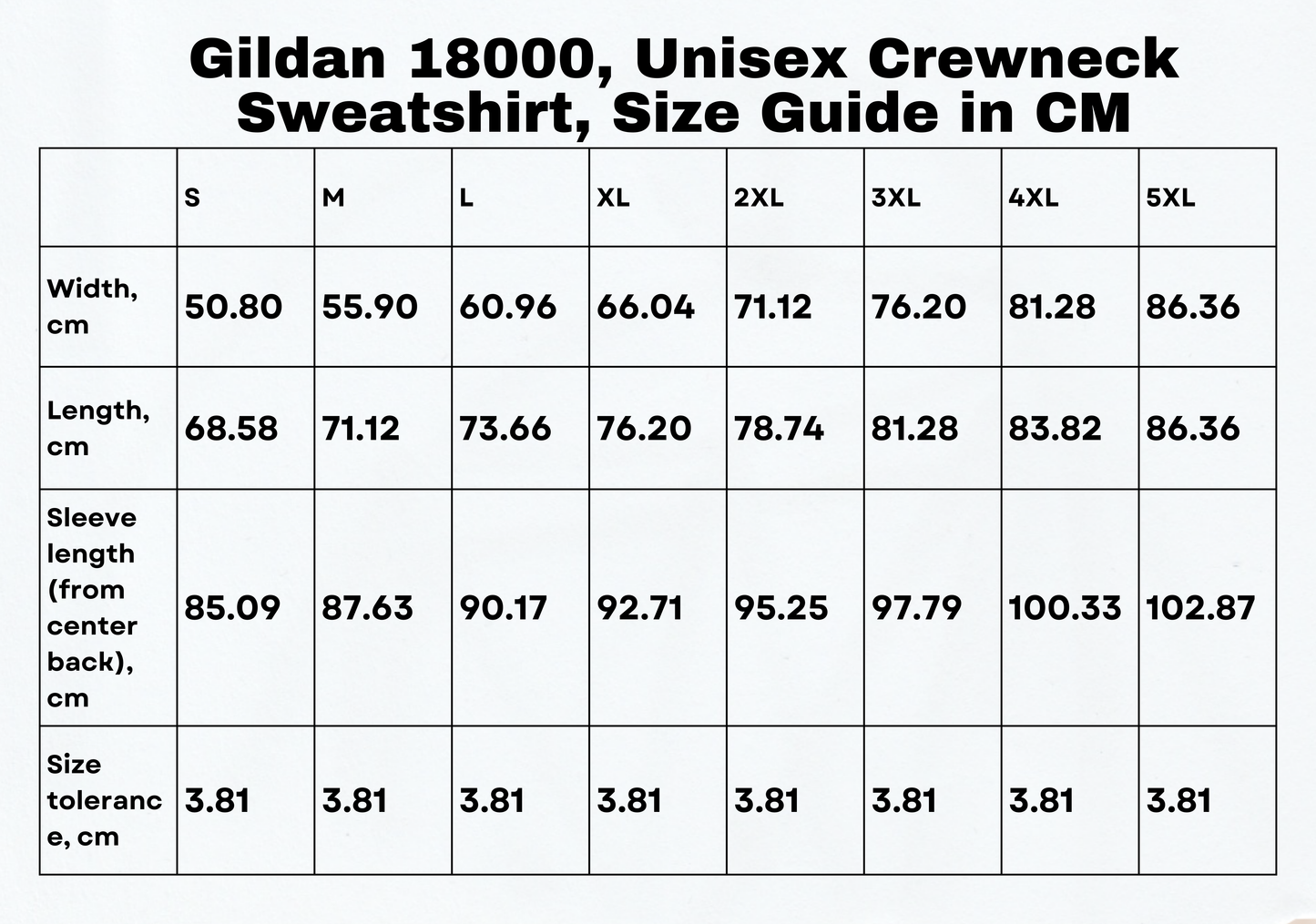 Size guide in centimeters for the Greece sweater, offering comprehensive measurements to ensure the ideal size in this stylish Santorini top.