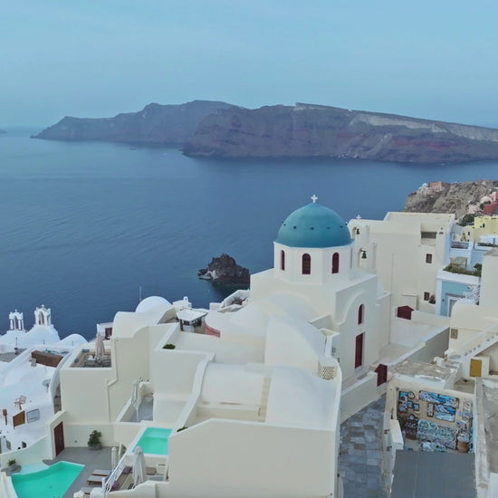 Blue Aesthetic Tote Bag, with a 360-degree view of the bag, highlighting the blue and white design, fabric texture, and how it looks when carried. The video emphasizes the elegant Greek island-inspired pattern and its stylish appeal, demonstrating its versatility and practicality as a Greek travel bag.