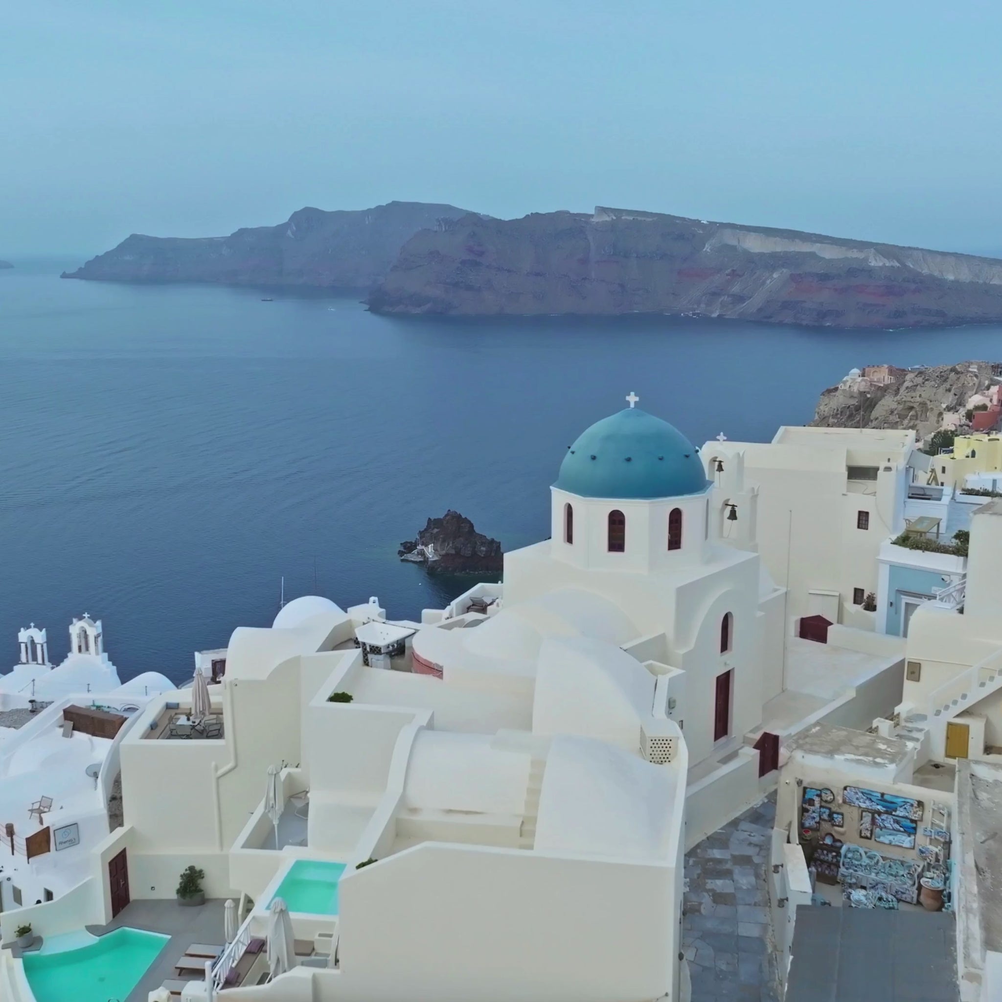 Blue Aesthetic Tote Bag, with a 360-degree view of the bag, highlighting the blue and white design, fabric texture, and how it looks when carried. The video emphasizes the elegant Greek island-inspired pattern and its stylish appeal, demonstrating its versatility and practicality as a Greek travel bag.